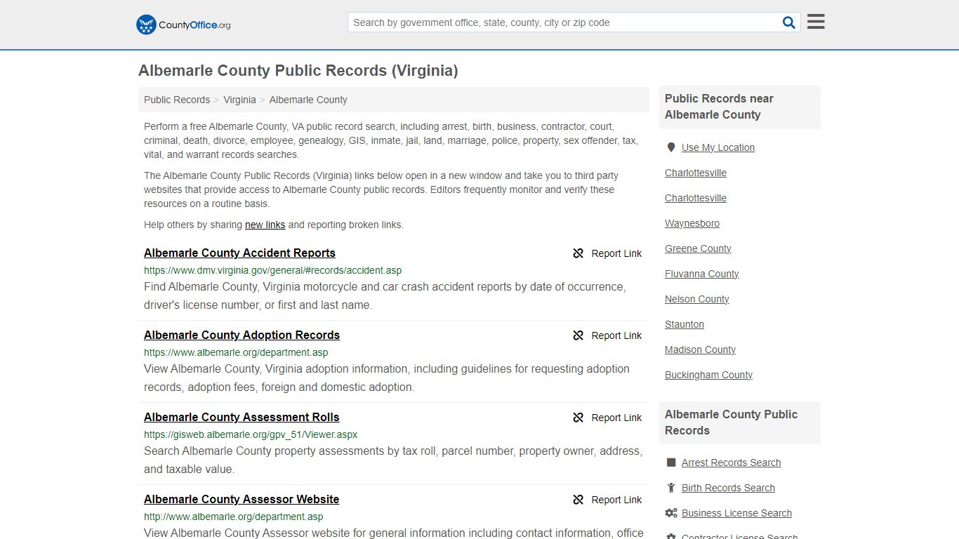 Public Records - Albemarle County, VA (Business, Criminal, GIS ...