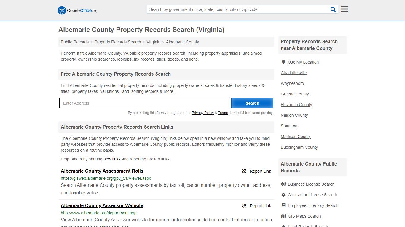 Albemarle County Property Records Search (Virginia) - County Office